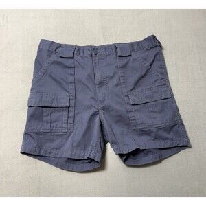 Weekender Shorts Mens 38 Blue Cargo Elastic Waist Pockets Canvas 7 Inseam